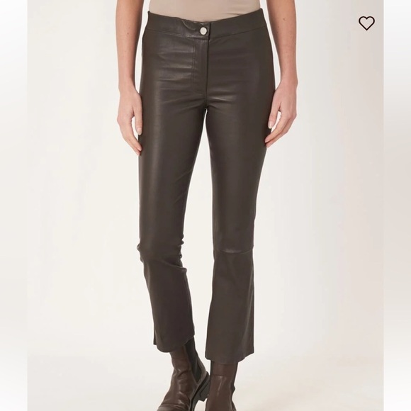 Repeat cashmere NWT cropped bootcut leather pants women’s small - Picture 1 of 11